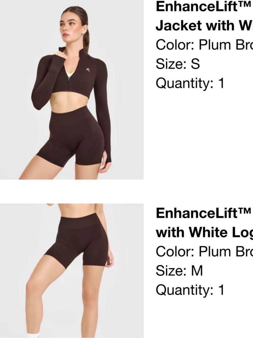 Plum Brown EnhanceLift™ Cropped Zip Jacket & High-Waist Shorts Set